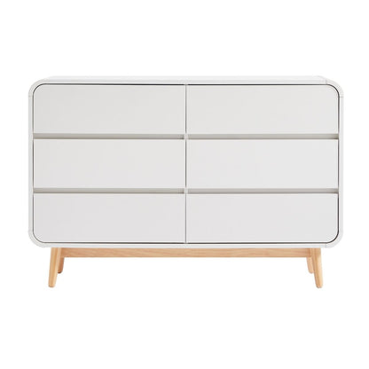Merlin White Modern Retro Chest of Drawers Cabinet White and Oak - Cosy Abode