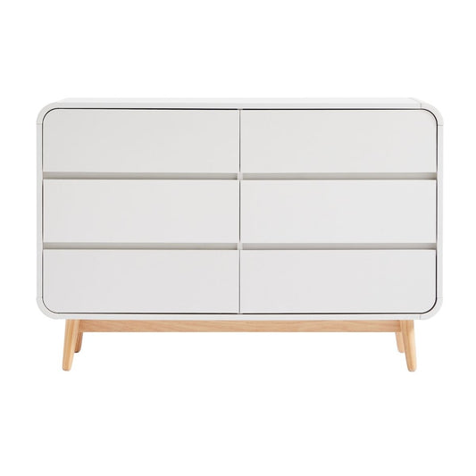 Merlin White Modern Retro Chest of Drawers Cabinet White and Oak - Cosy Abode