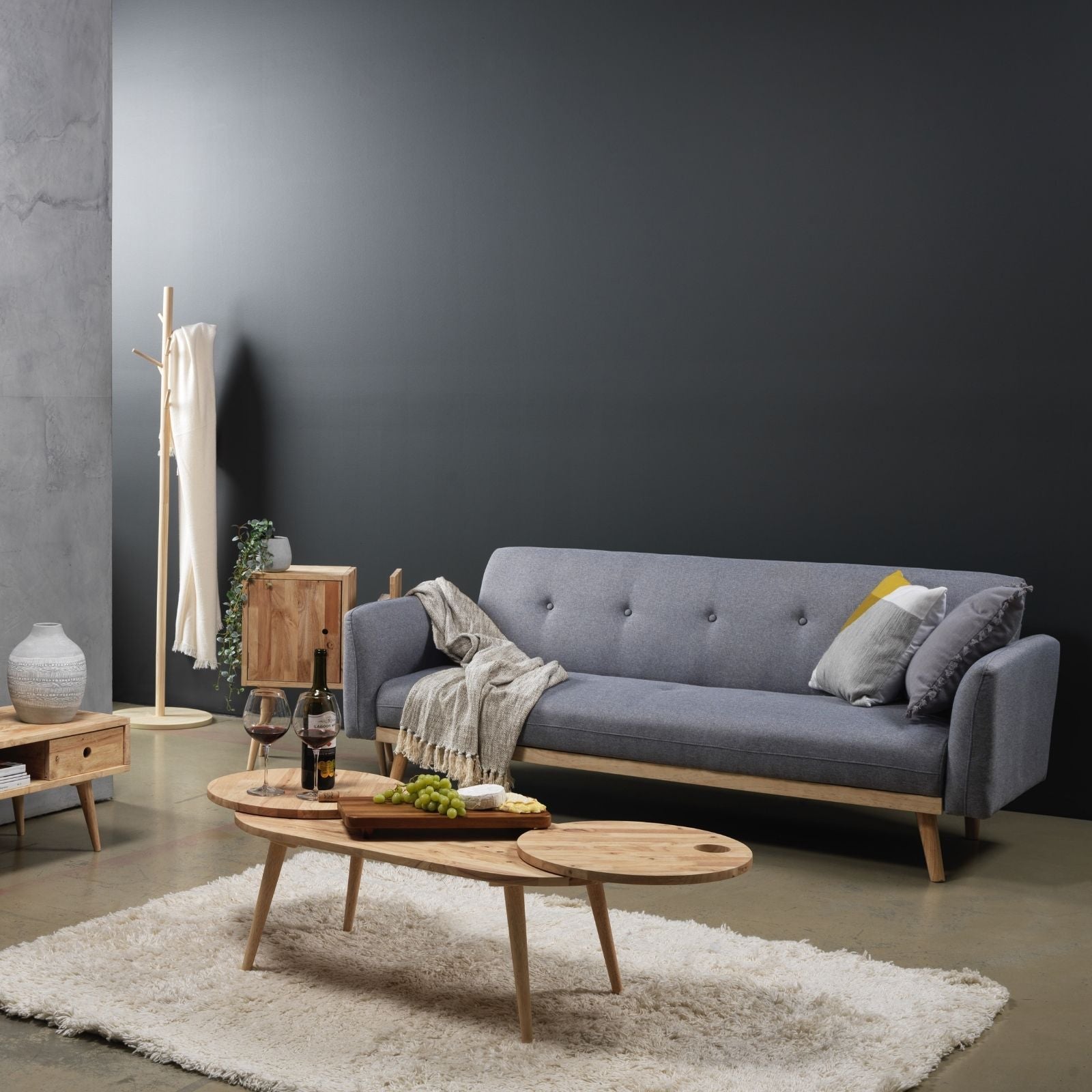 Nicholas 3-Seater Light Grey Foldable Sofa Bed - Cosy Abode