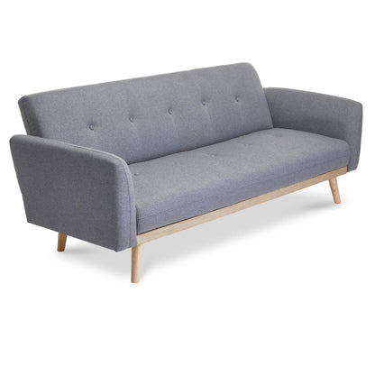 Nicholas 3-Seater Light Grey Foldable Sofa Bed - Cosy Abode
