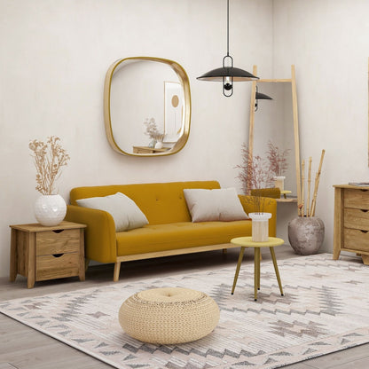 Nicholas 3-Seater Yellow Foldable Sofa Bed - Cosy Abode