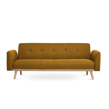 Nicholas 3-Seater Yellow Foldable Sofa Bed - Cosy Abode