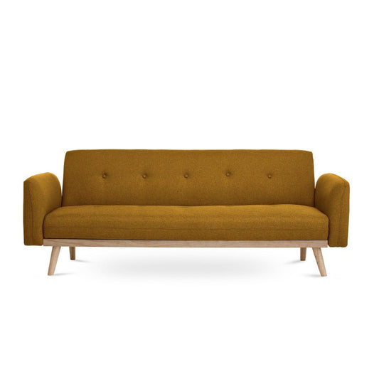 Nicholas 3-Seater Yellow Foldable Sofa Bed - Cosy Abode