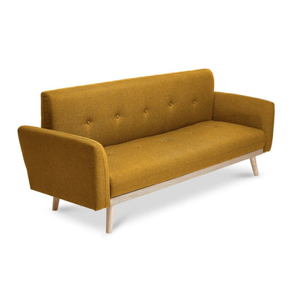 Nicholas 3-Seater Yellow Foldable Sofa Bed - Cosy Abode