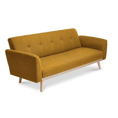 Nicholas 3-Seater Yellow Foldable Sofa Bed - Cosy Abode