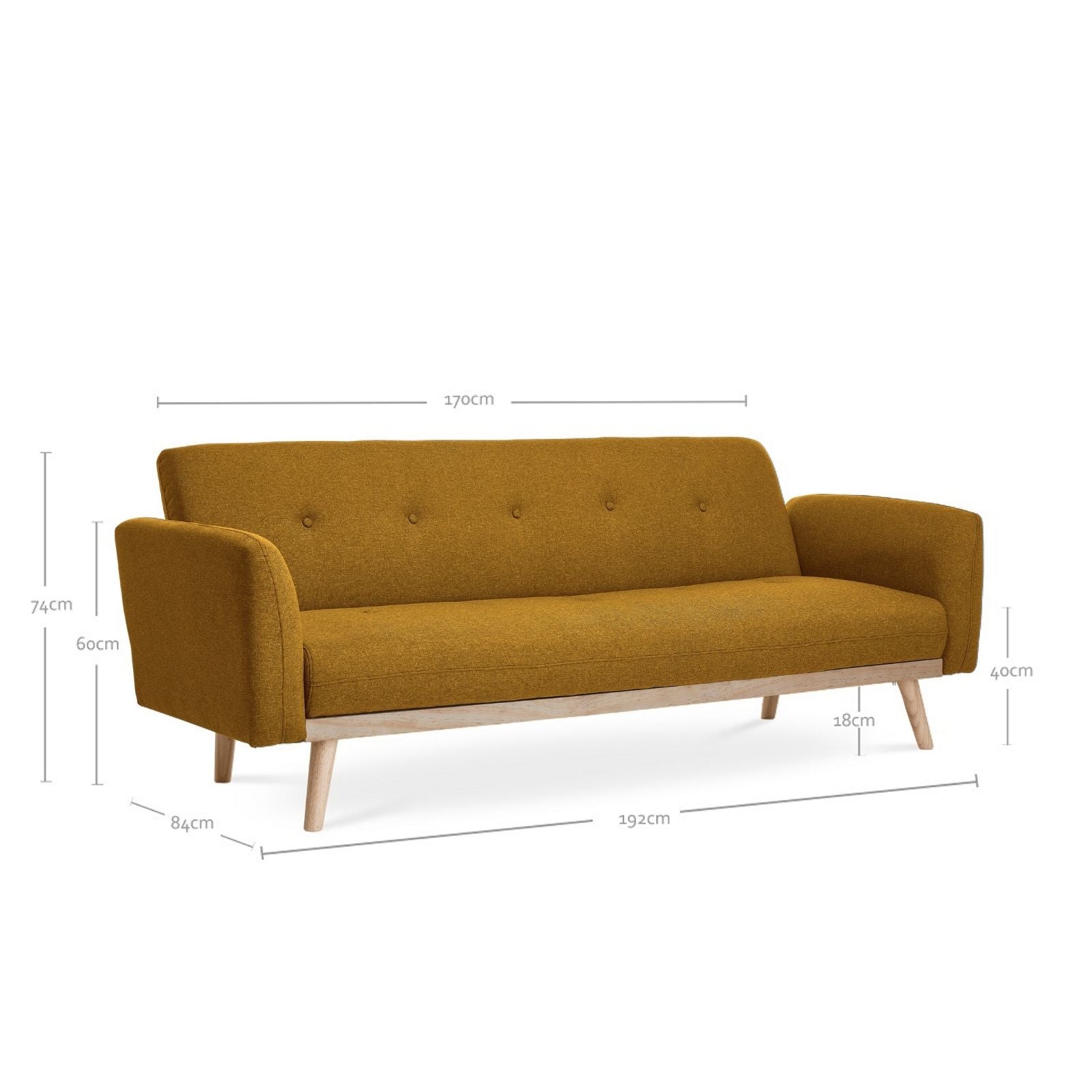 Nicholas 3-Seater Yellow Foldable Sofa Bed - Cosy Abode