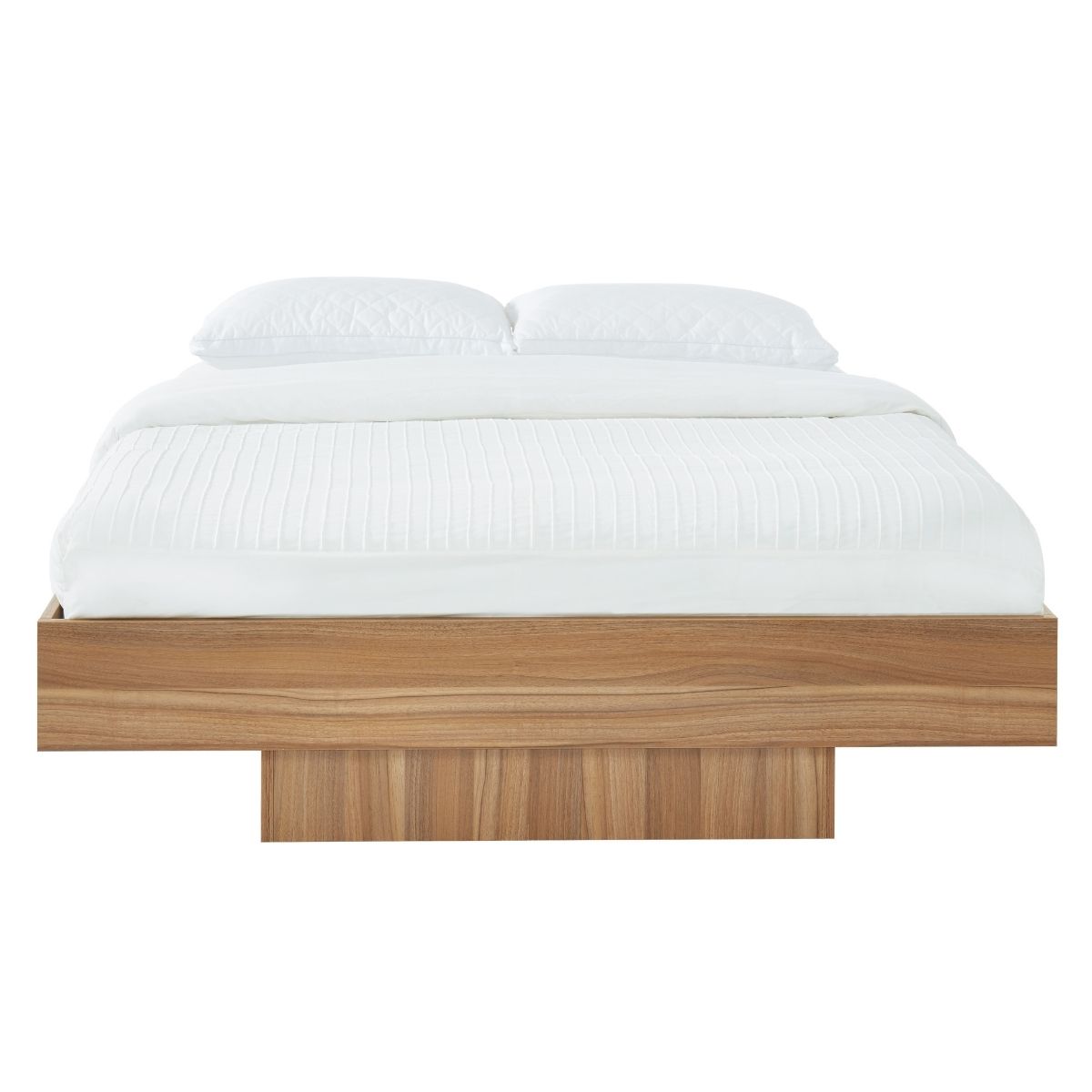 Walnut Oak Wood Floating Bed Base Double - Cosy Abode