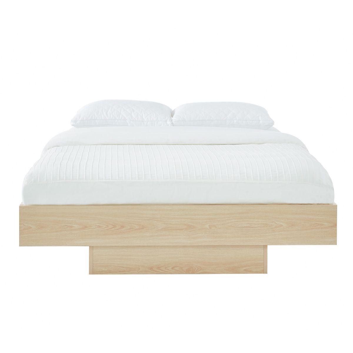 Natural Oak Wood Floating Bed Base Double - Cosy Abode