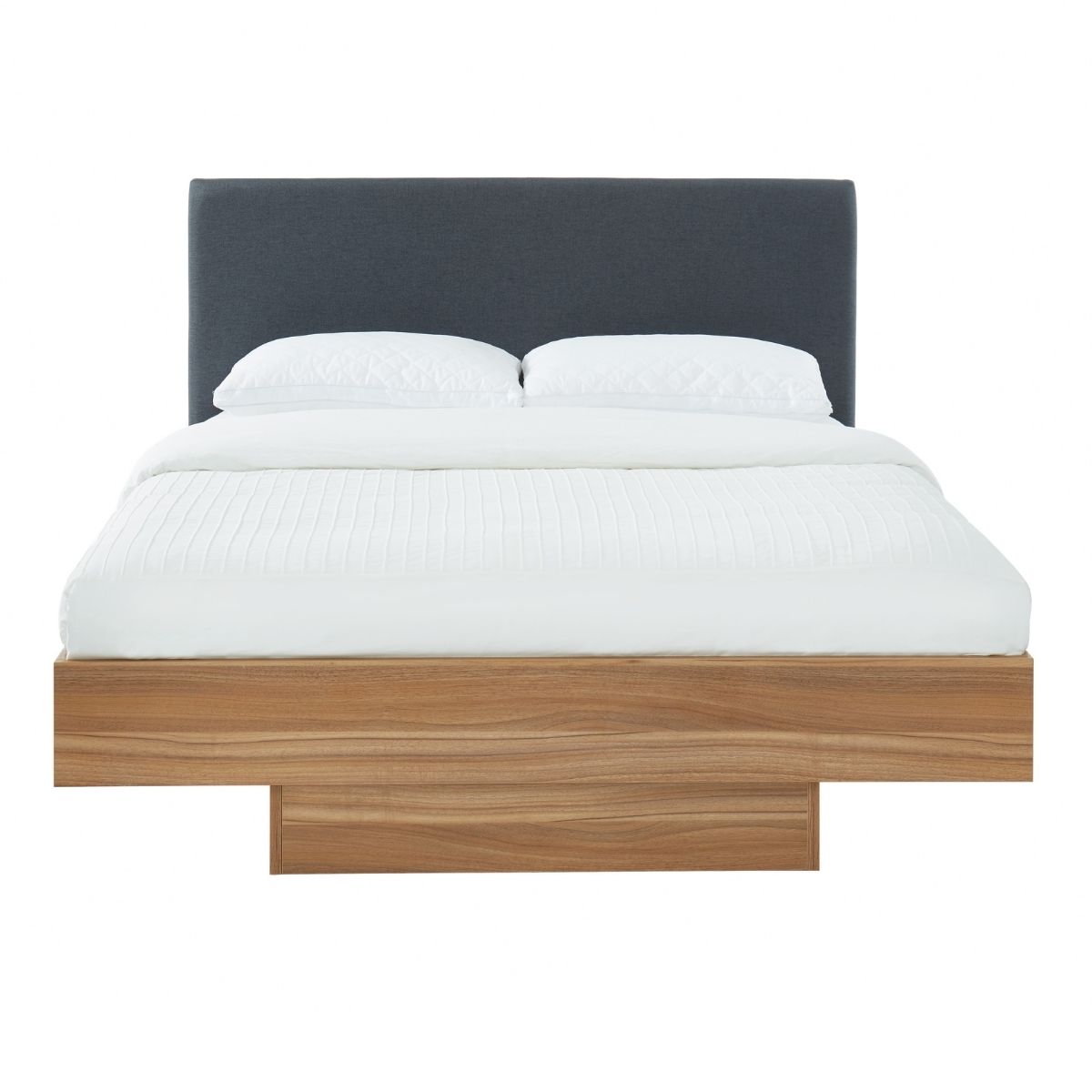 Walnut Oak Wood Floating Bed Frame Queen - Cosy Abode