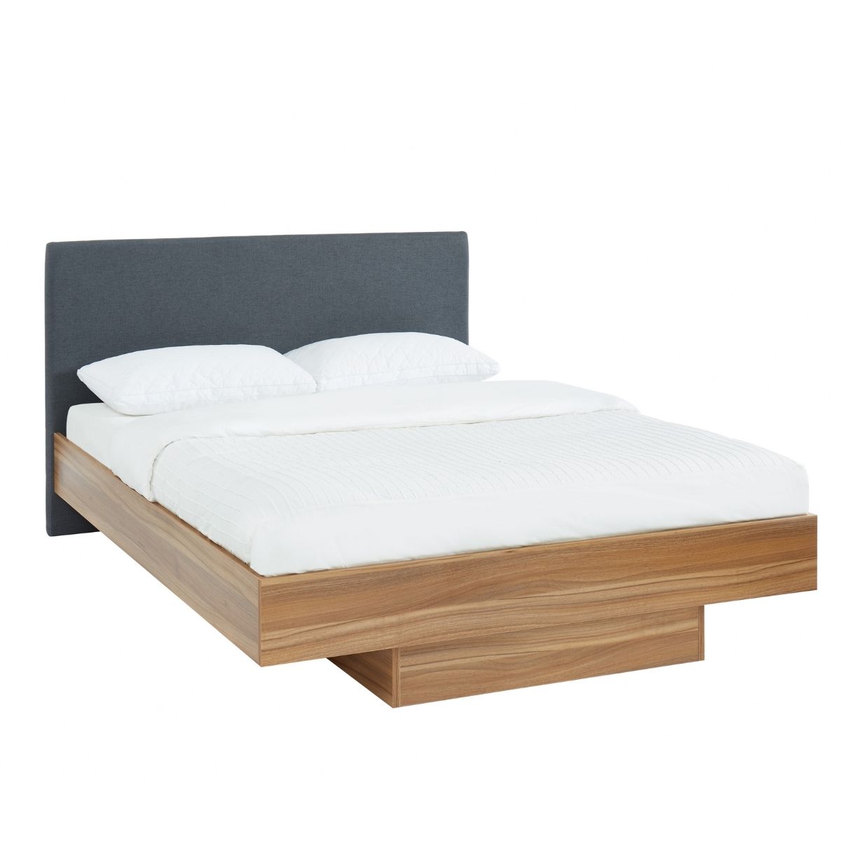 Walnut Oak Wood Floating Bed Frame Queen - Cosy Abode