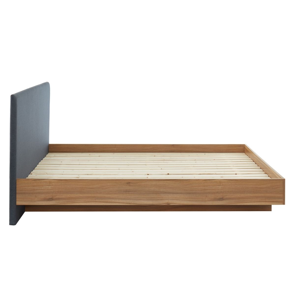 Walnut Oak Wood Floating Bed Frame Queen - Cosy Abode