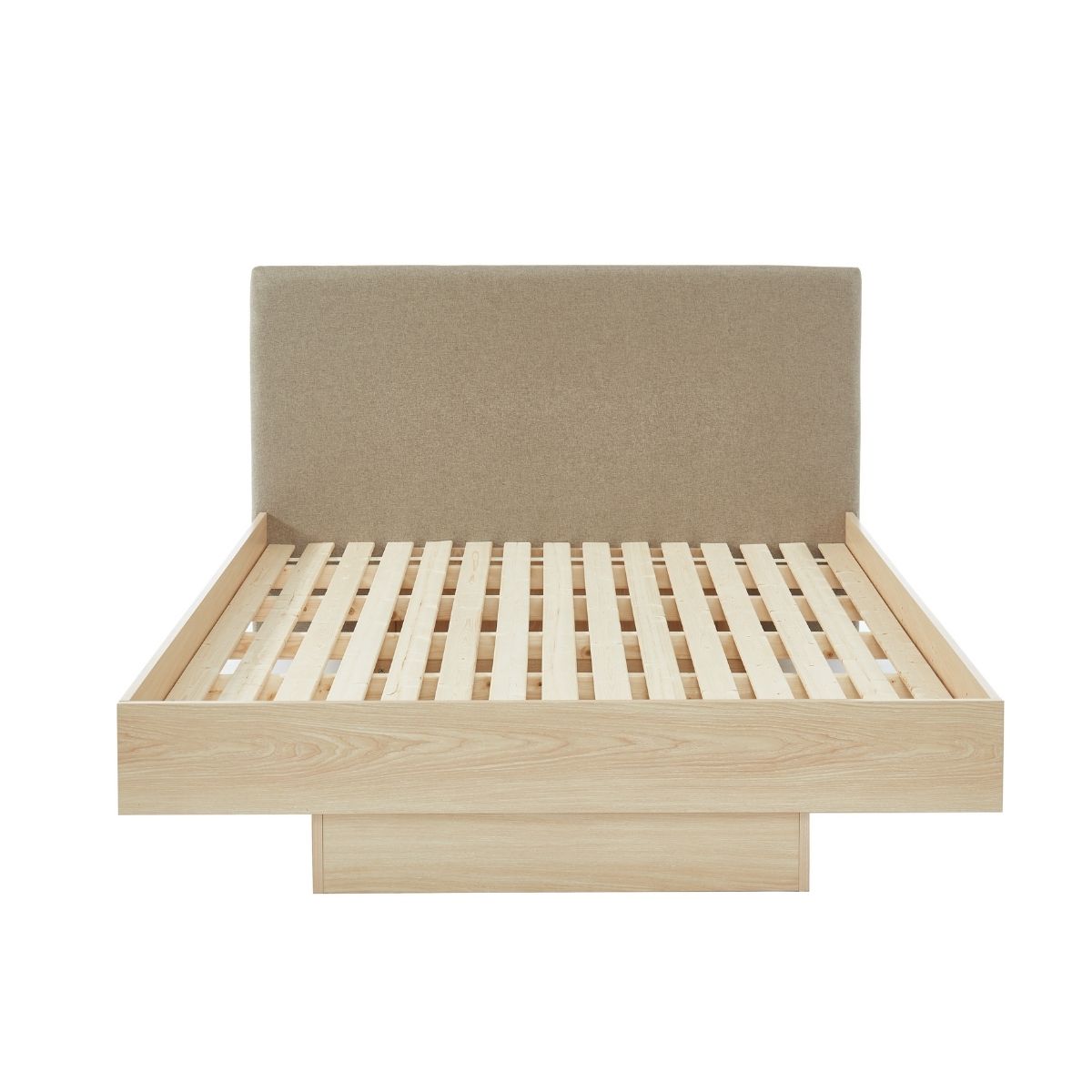 Natural Oak Wood Floating Bed Frame Queen - Cosy Abode