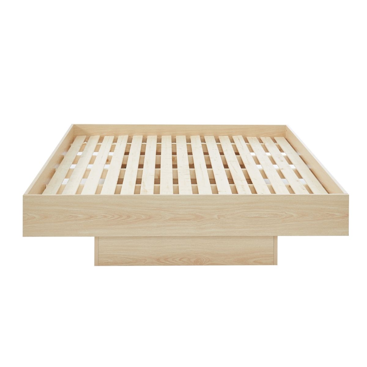 Natural Oak Wood Floating Bed Base King - Cosy Abode