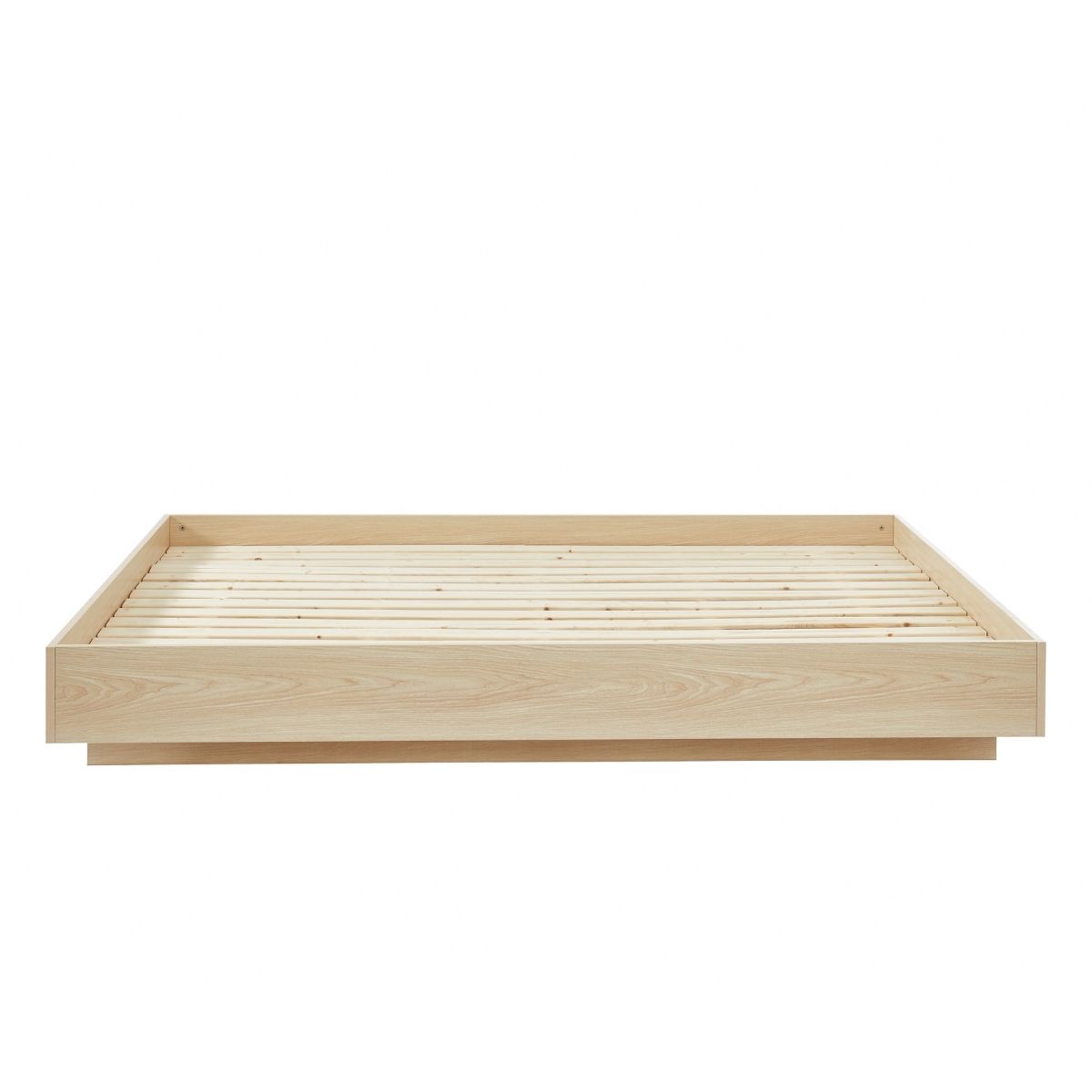 Natural Oak Wood Floating Bed Base King - Cosy Abode