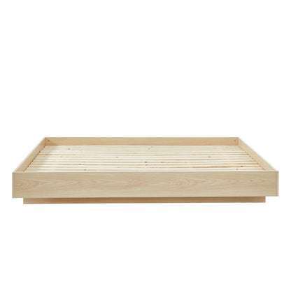 Natural Oak Wood Floating Bed Base King - Cosy Abode