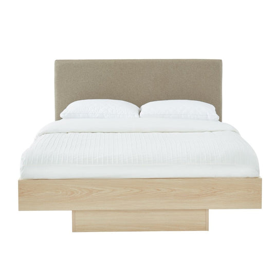 Natural Oak Wood Floating Bed Frame King - Cosy Abode