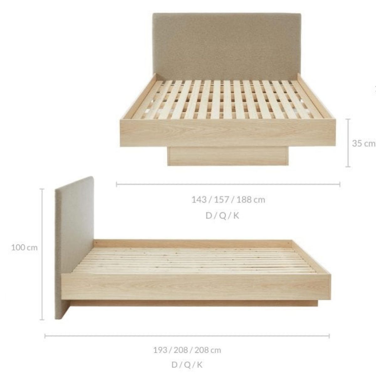Natural Oak Wood Floating Bed Frame King - Cosy Abode