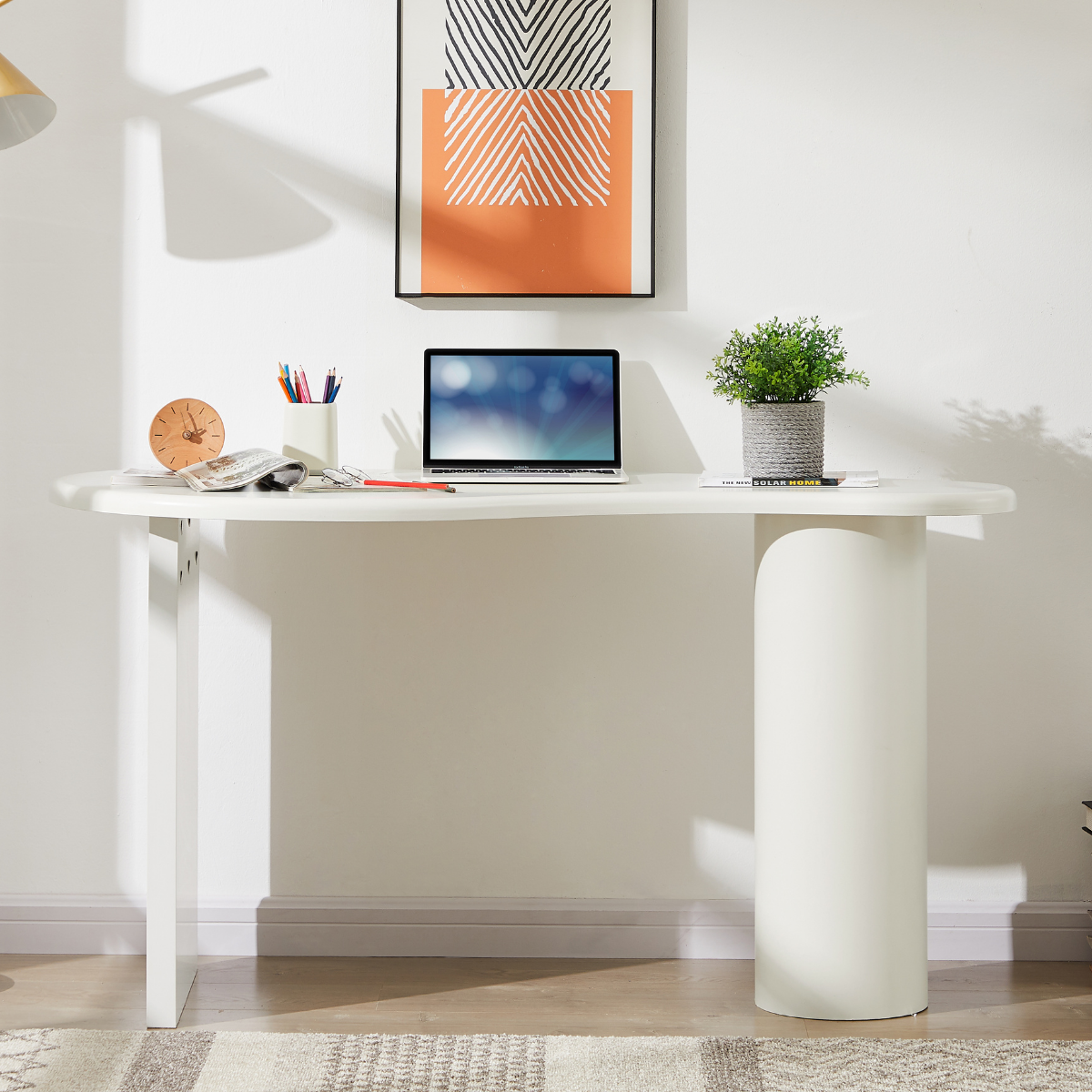 Cobble White Office Desk - Cosy Abode