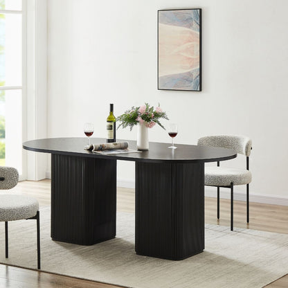 Tate 6 Seater Black Column Dining Table - Cosy Abode