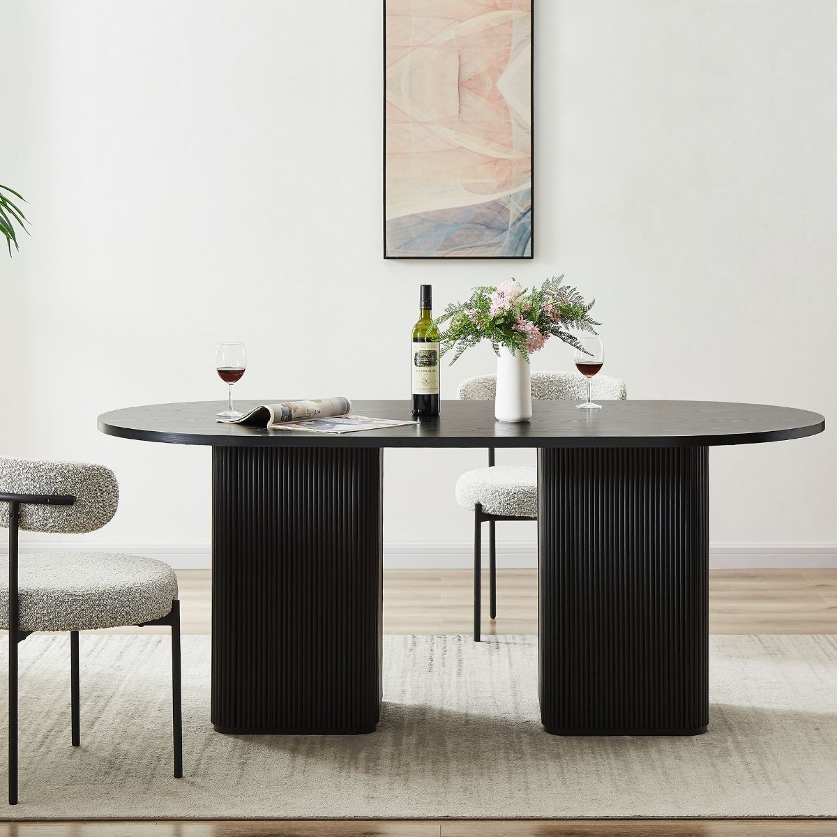 Tate 6 Seater Black Column Dining Table - Cosy Abode