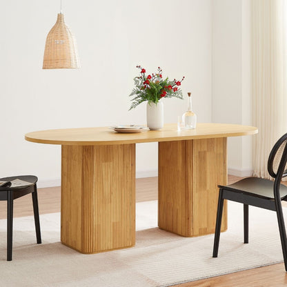 Tate 6 Seater Column Dining Table in Natural - Cosy Abode