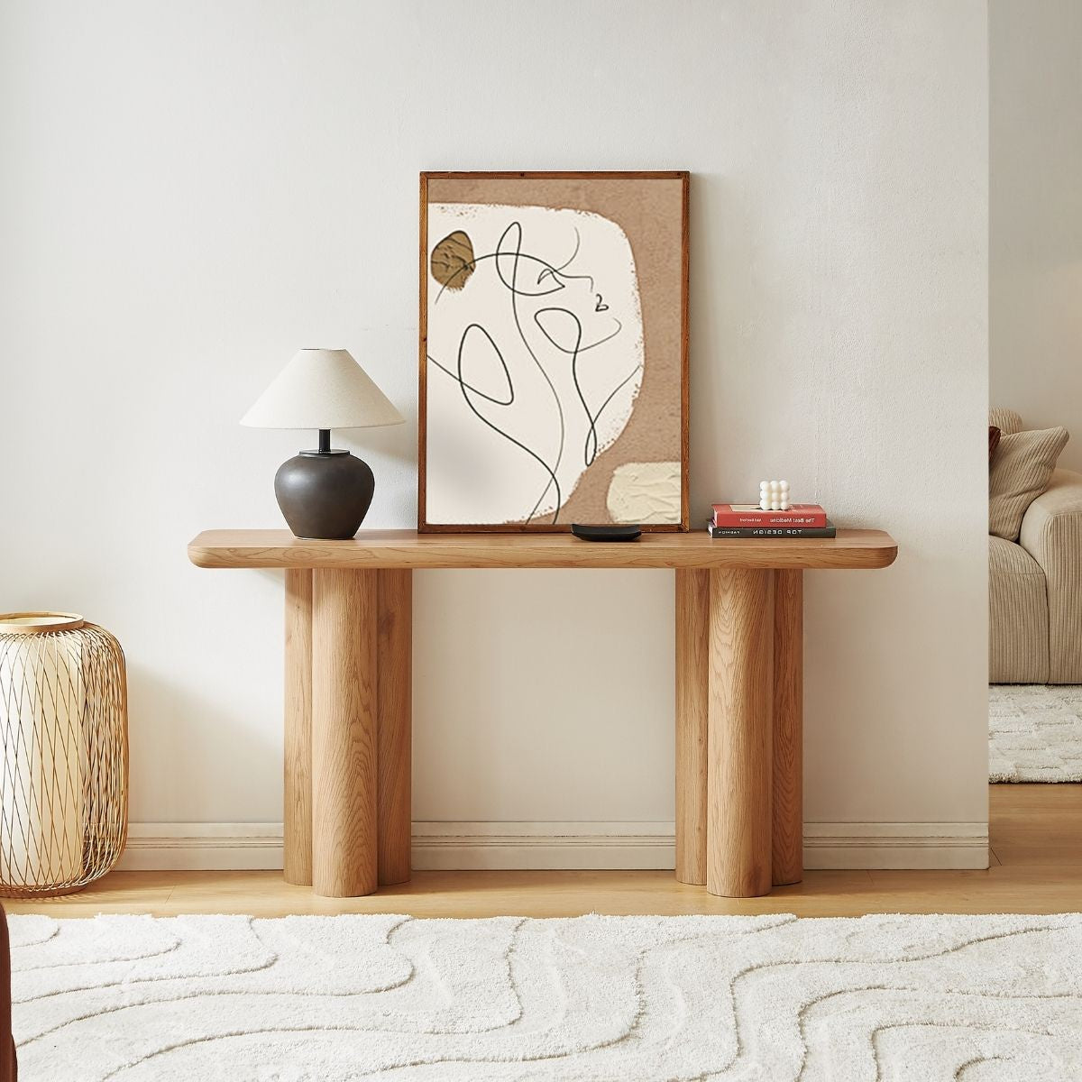 Tanner Natural Wooden Console Table - Cosy Abode