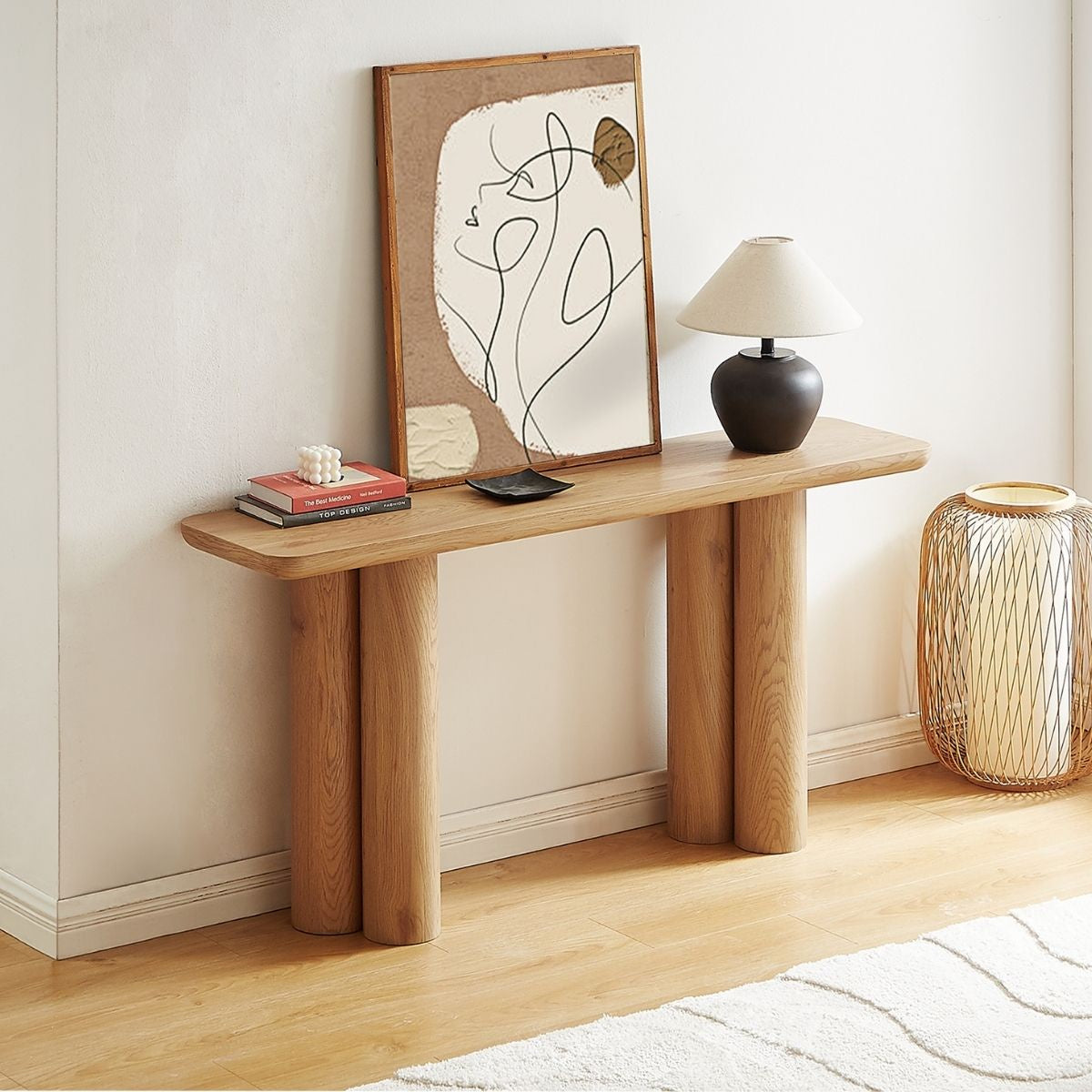 Tanner Natural Wooden Console Table - Cosy Abode