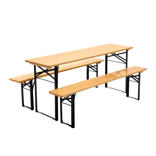 Gardeon Wooden Outdoor Foldable Bench Set - Natural - Cosy Abode