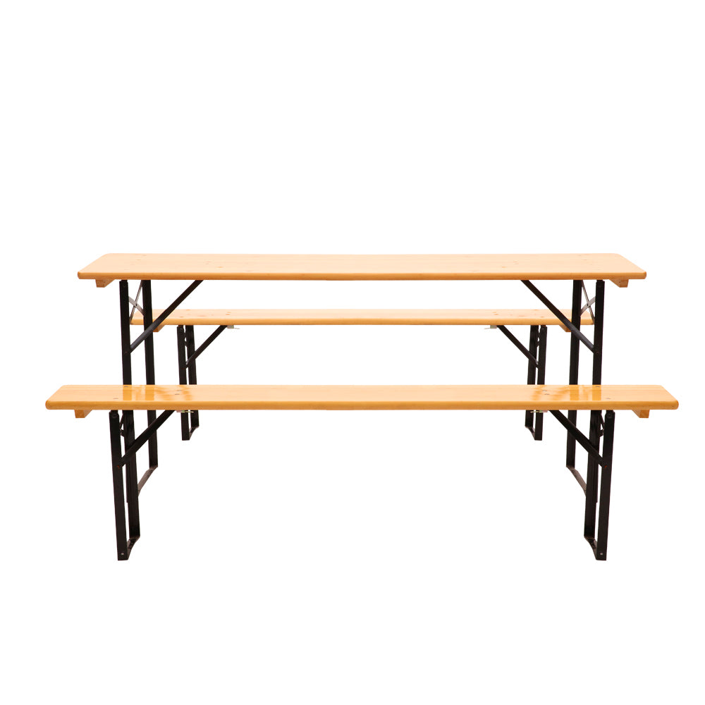 Gardeon Wooden Outdoor Foldable Bench Set - Natural - Cosy Abode