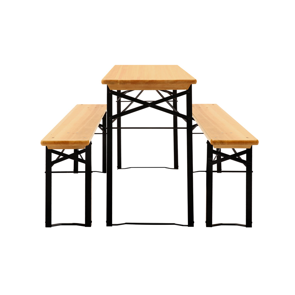 Gardeon Wooden Outdoor Foldable Bench Set - Natural - Cosy Abode