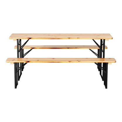 Gardeon 3 PCS Outdoor Furniture Dining Set Lounge Setting Patio Wooden Bench - Cosy Abode