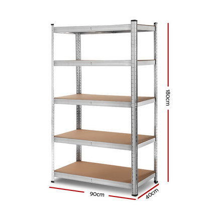 Giantz 1.8M Warehouse Racking Rack Shelving Garage Steel Metal Storage Shelves Silver - Cosy Abode