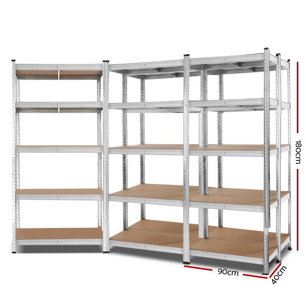 Giantz 5x1.8M Garage Shelving Warehouse Rack Pallet Racking Storage Shelf Silver - Cosy Abode