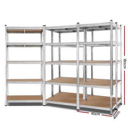 Giantz 5x1.8M Garage Shelving Warehouse Rack Pallet Racking Storage Shelf Silver - Cosy Abode