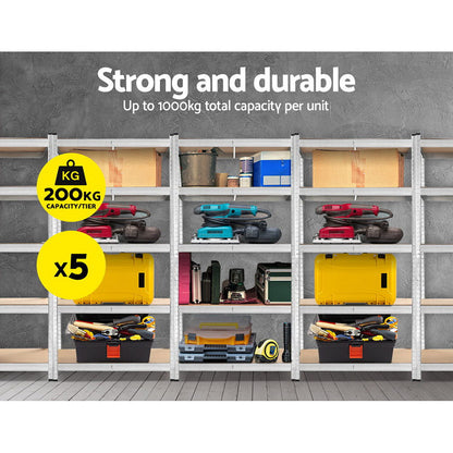 Giantz 5x1.8M Garage Shelving Warehouse Rack Pallet Racking Storage Shelf Silver - Cosy Abode