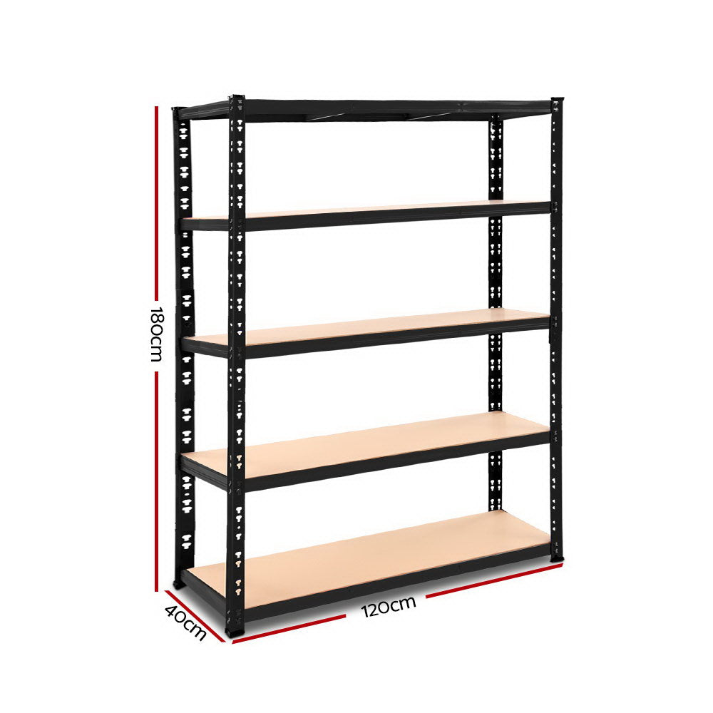 Giantz 1.8M Warehouse Racking Shelving Storage Shelf Garage Shelves Rack Steel Black - Cosy Abode