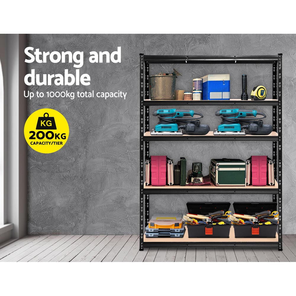 Giantz 1.8M Warehouse Racking Shelving Storage Shelf Garage Shelves Rack Steel Black - Cosy Abode