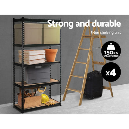 Giantz 4x1.5M Garage Shelving Warehouse Rack Pallet Racking Storage Shelve Black - Cosy Abode
