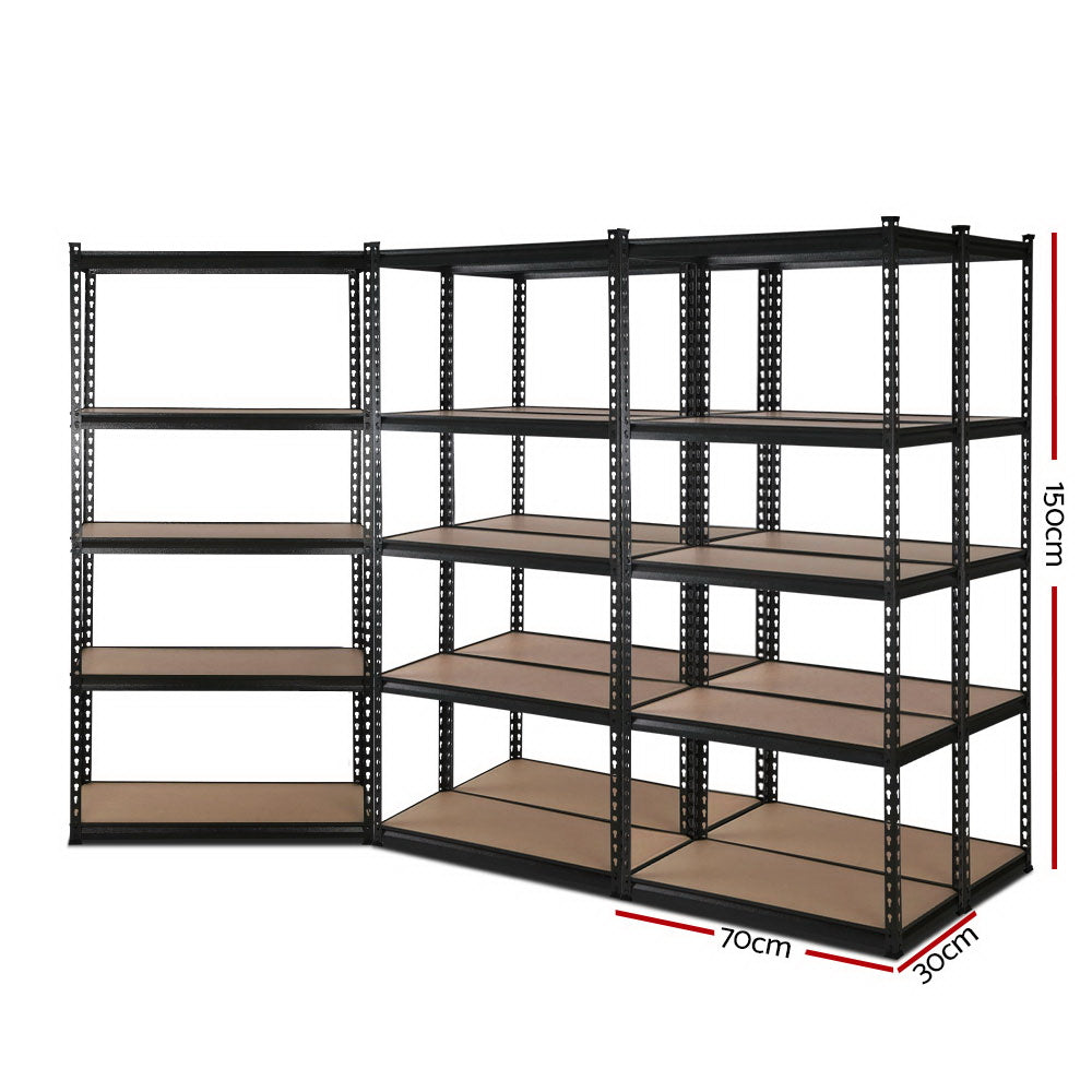 Giantz 5x1.5M Garage Shelving Warehouse Rack Pallet Racking Storage Shelve Black - Cosy Abode