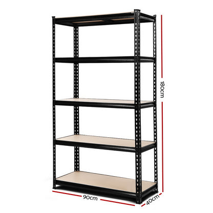 Giantz 1.8M Garage Shelving Warehouse Rack Pallet Racking Storage Shelve Black - Cosy Abode