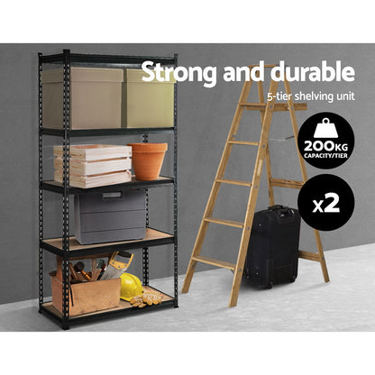 Giantz 2x1.8M Garage Shelving Warehouse Rack Pallet Racking Storage Shelve Black - Cosy Abode