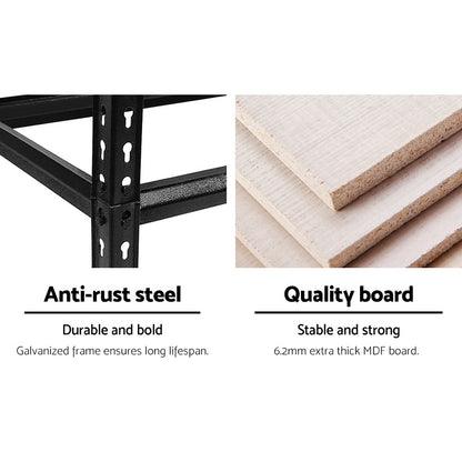 Giantz 2x1.8M Garage Shelving Warehouse Rack Pallet Racking Storage Shelve Black - Cosy Abode