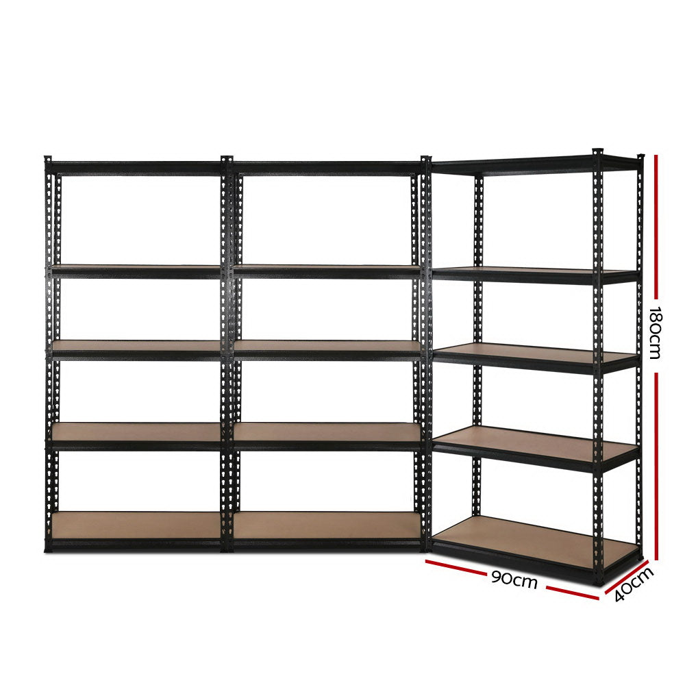 Giantz 3x1.8M Garage Shelving Warehouse Rack Pallet Racking Storage Shelve Black - Cosy Abode
