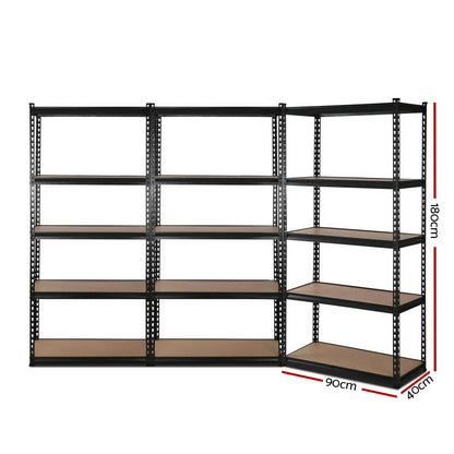 Giantz 3x1.8M Garage Shelving Warehouse Rack Pallet Racking Storage Shelve Black - Cosy Abode