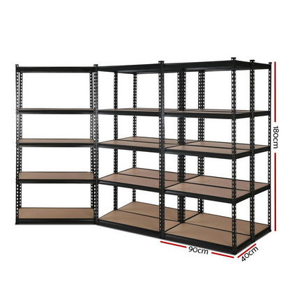 Giantz 5x1.8M Garage Shelving Warehouse Rack Pallet Racking Storage Shelve Black - Cosy Abode