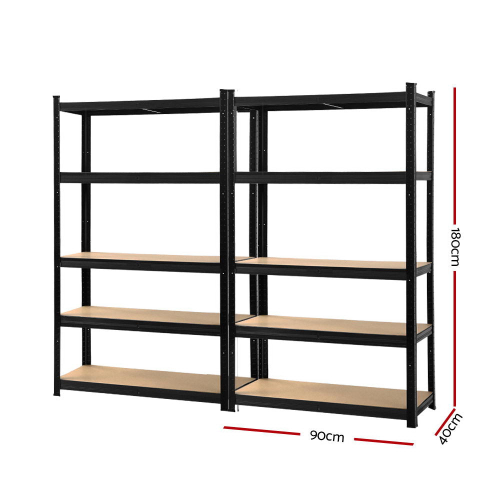 Giantz 2x1.8M Garage Shelving Warehouse Rack Pallet Racking Storage Shelf Black - Cosy Abode