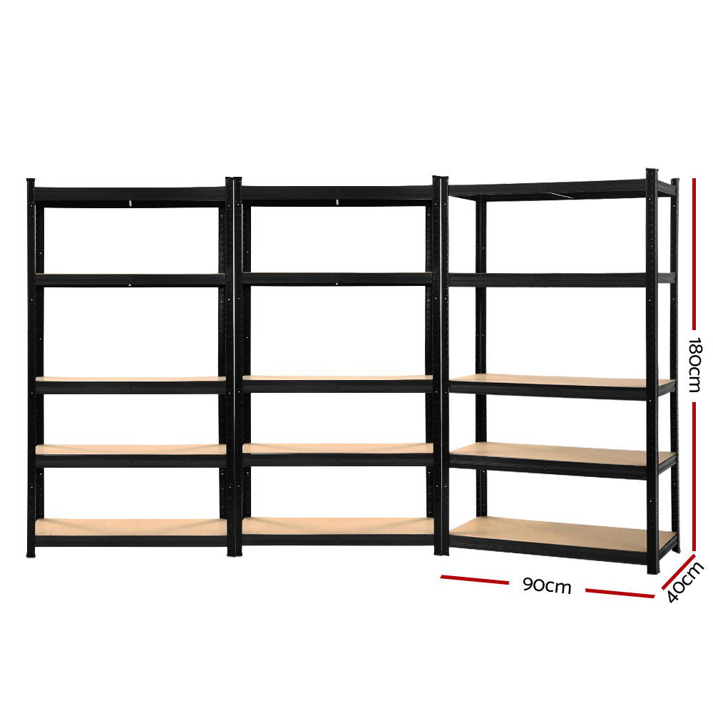 Giantz 3x1.8M Garage Shelving Warehouse Rack Pallet Racking Storage Shelf Black - Cosy Abode