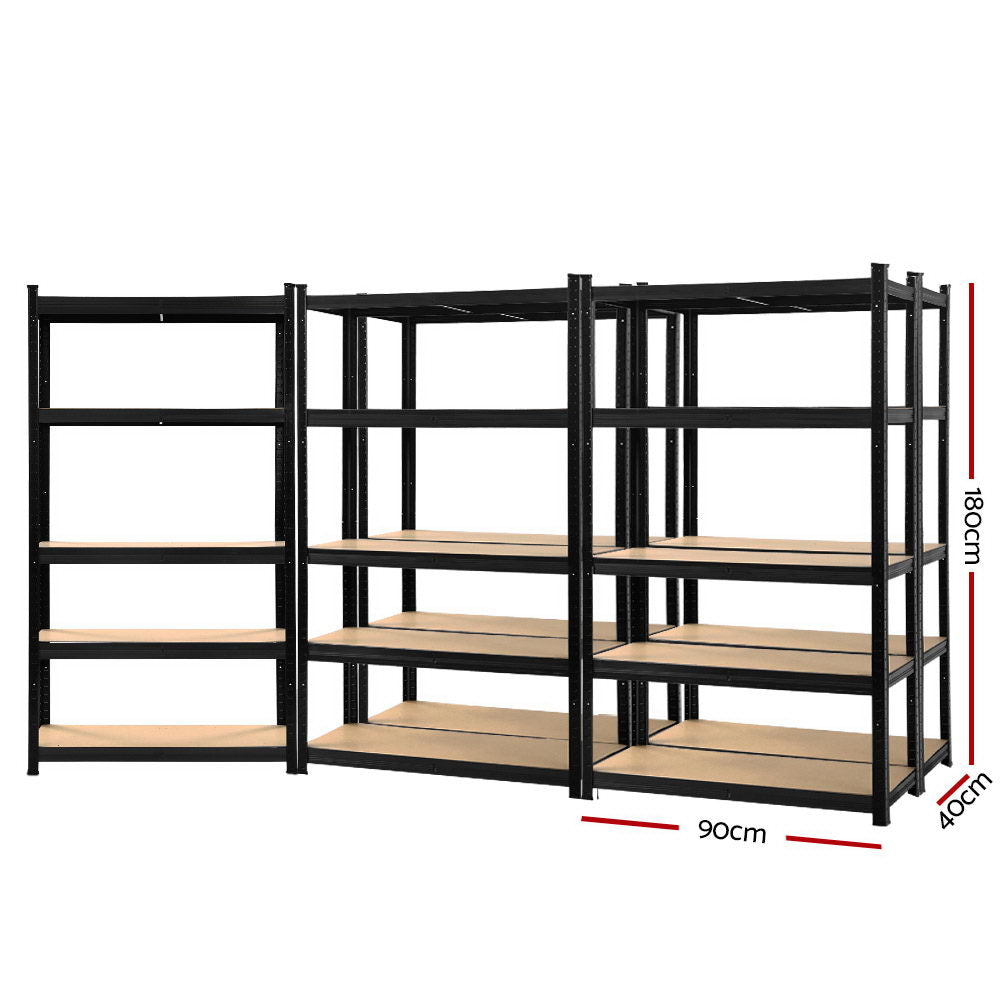 Giantz 5x1.8M Garage Shelving Warehouse Rack Pallet Racking Storage Shelf Black - Cosy Abode