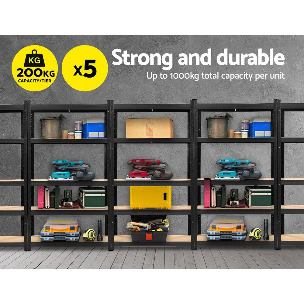 Giantz 5x1.8M Garage Shelving Warehouse Rack Pallet Racking Storage Shelf Black - Cosy Abode