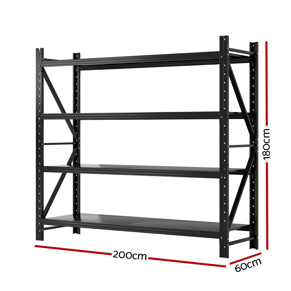 Giantz 2Mx1.8M Garage Shelving Warehouse Rack Pallet Racking Storage Shelf Black - Cosy Abode